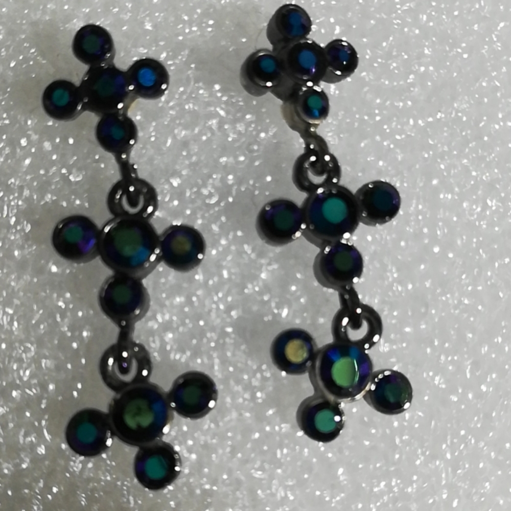MONET Iridescent Blue Dangling Pierced Earrings